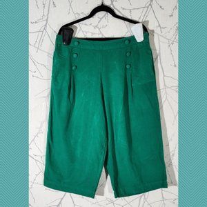 Monsoon Green High Rise Pull On Wide Leg Crop Pants